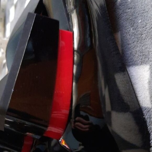 Rotcv Black Patent Leather Pointed Toe  Red & Black Unique Heel Shoe Size 6 - Picture 7 of 14